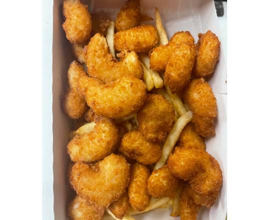 Shrimp Basket (21 pcs) and Whiting (1 pc) with Fries and Soda