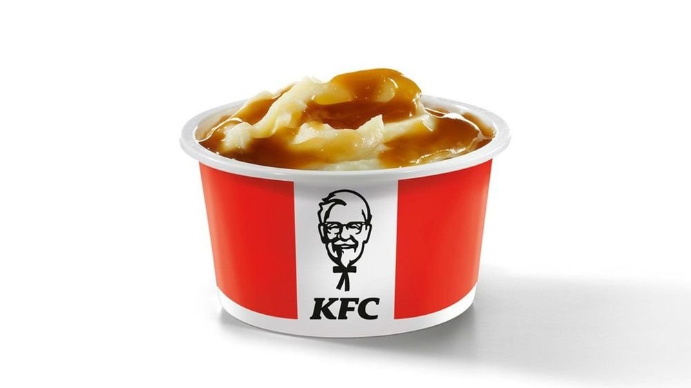 Mashed potatoes with gravy.