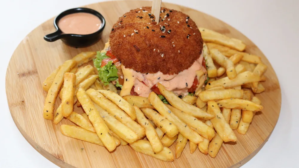 Grilled salmon cheeseburger