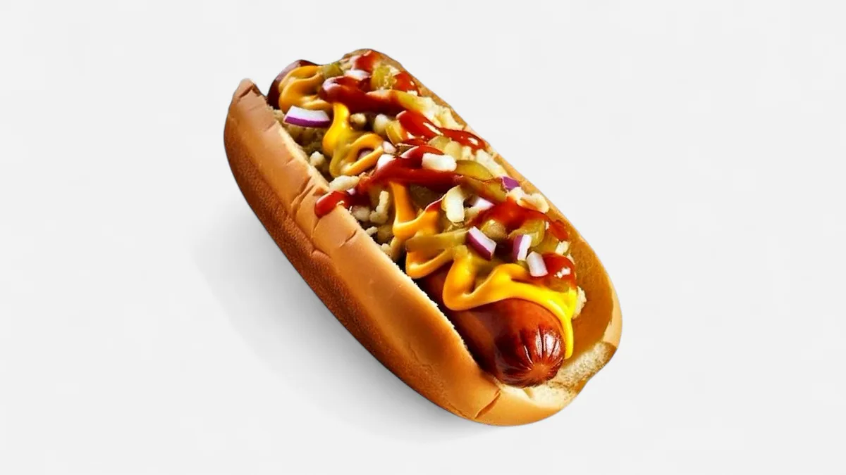 Honey mustard hot dog