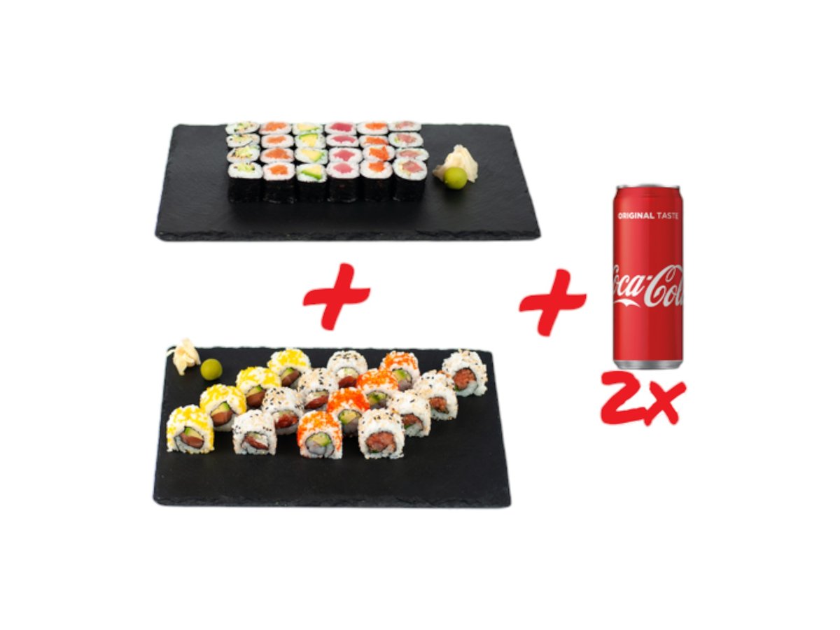 Хосомаки сeт, урамаки сет и 2х Coca-Cola