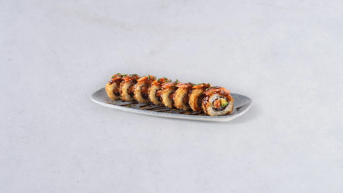 Premium Chrupiące uramaki łosoś teriyaki