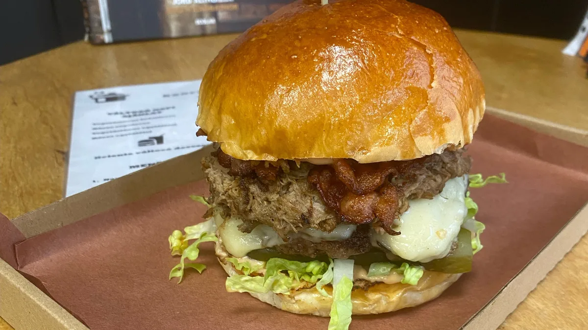 Pulled Pork and Beef Burger