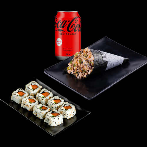 Temaki Salmão Grelhado + Roll Fila +coca