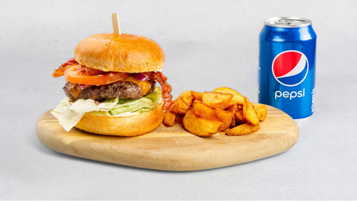 Hišni burger in pijača