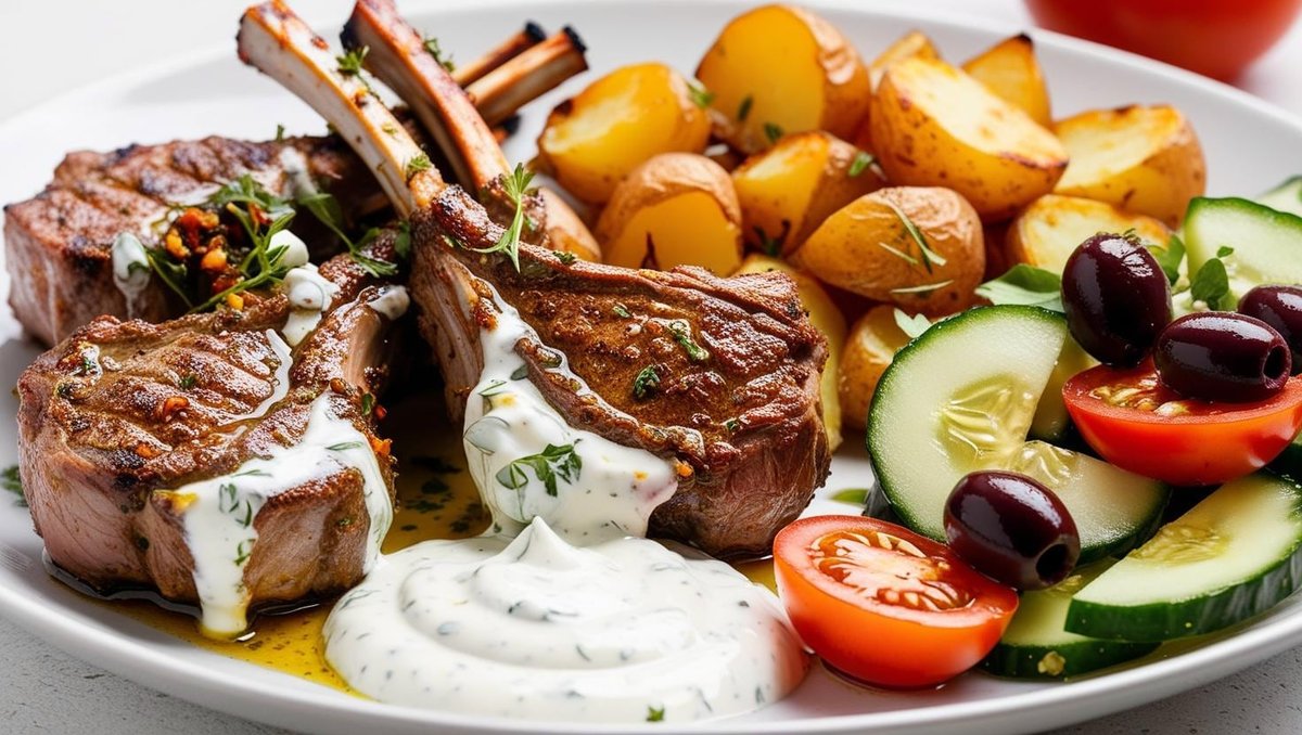 Cotlete de berbecuț în iaurt și condimente mediteraneene, la grill