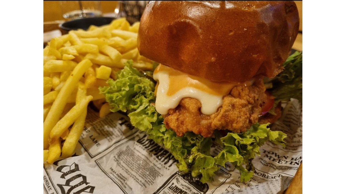 Happy chicken burger