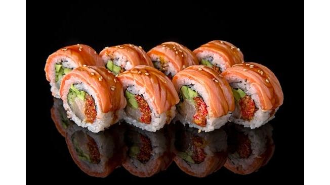 Somon roll flambat