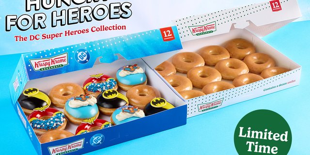 DC Super Heroes Specialty Dozen + Original Glazed Bundle
