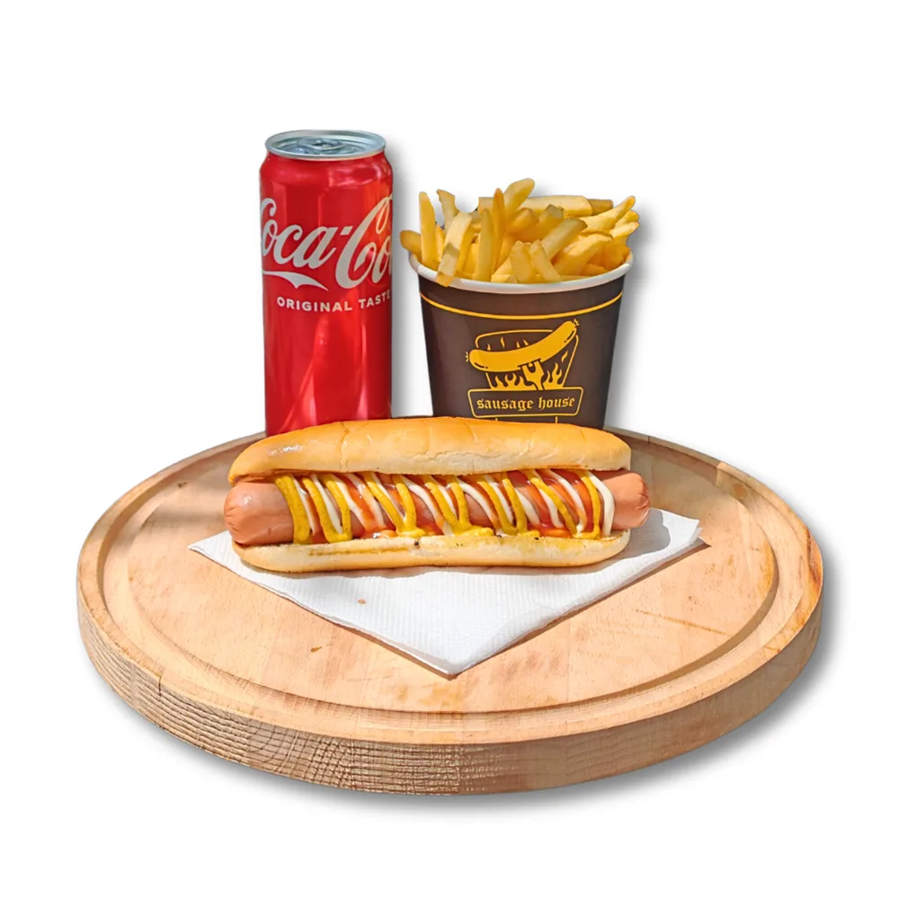 Obrok: Hot dog + pomfrit + Coca-Cola