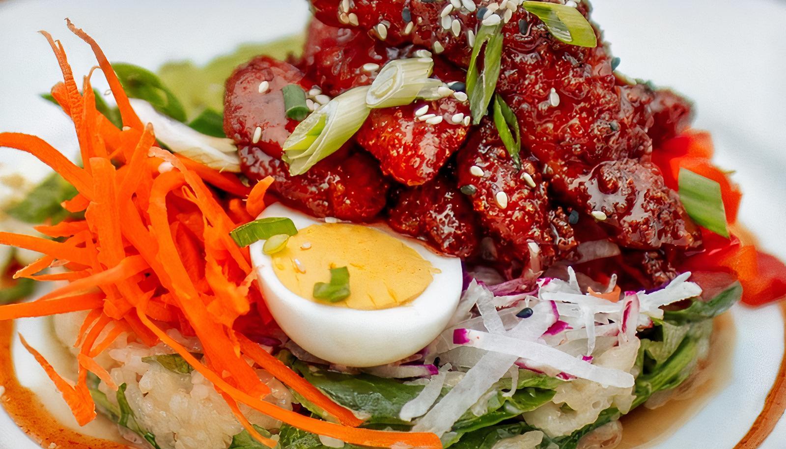 Poké au poulet miel épicé/ Spicy honey chicken poké
