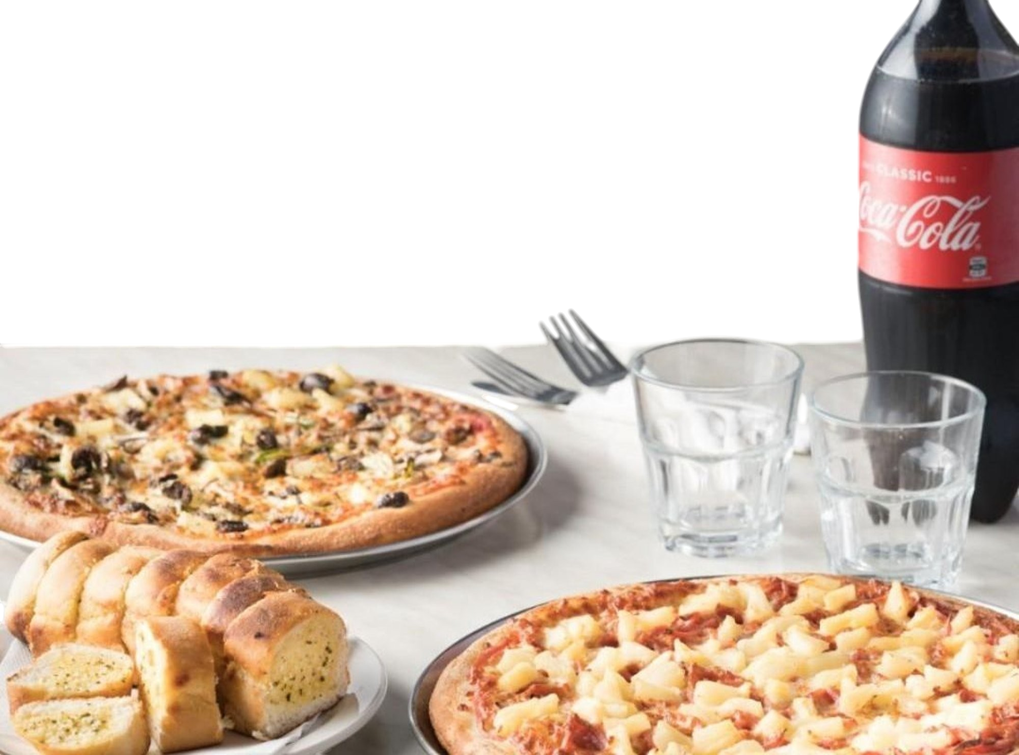 $67 Any 2 Large + Garlic Bread and Coke !
