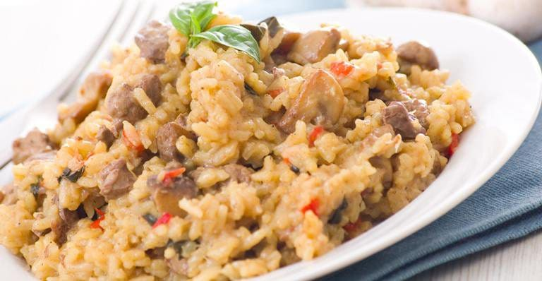Risoto de Carne Seca com Abobrinha