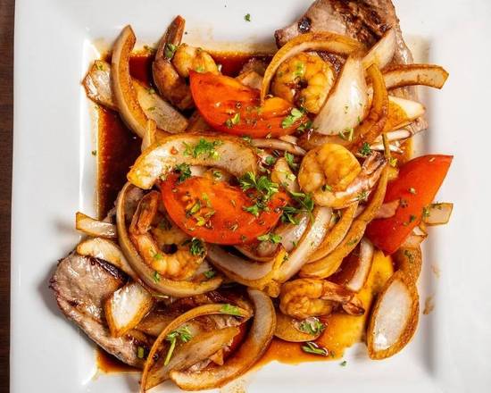 Grilled Steak with Shrimp  (1 lb) with any 2 Side Orders