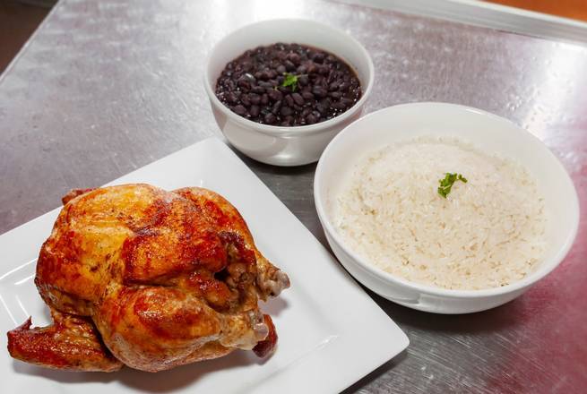 Whole Chicken White with Rice and Beans