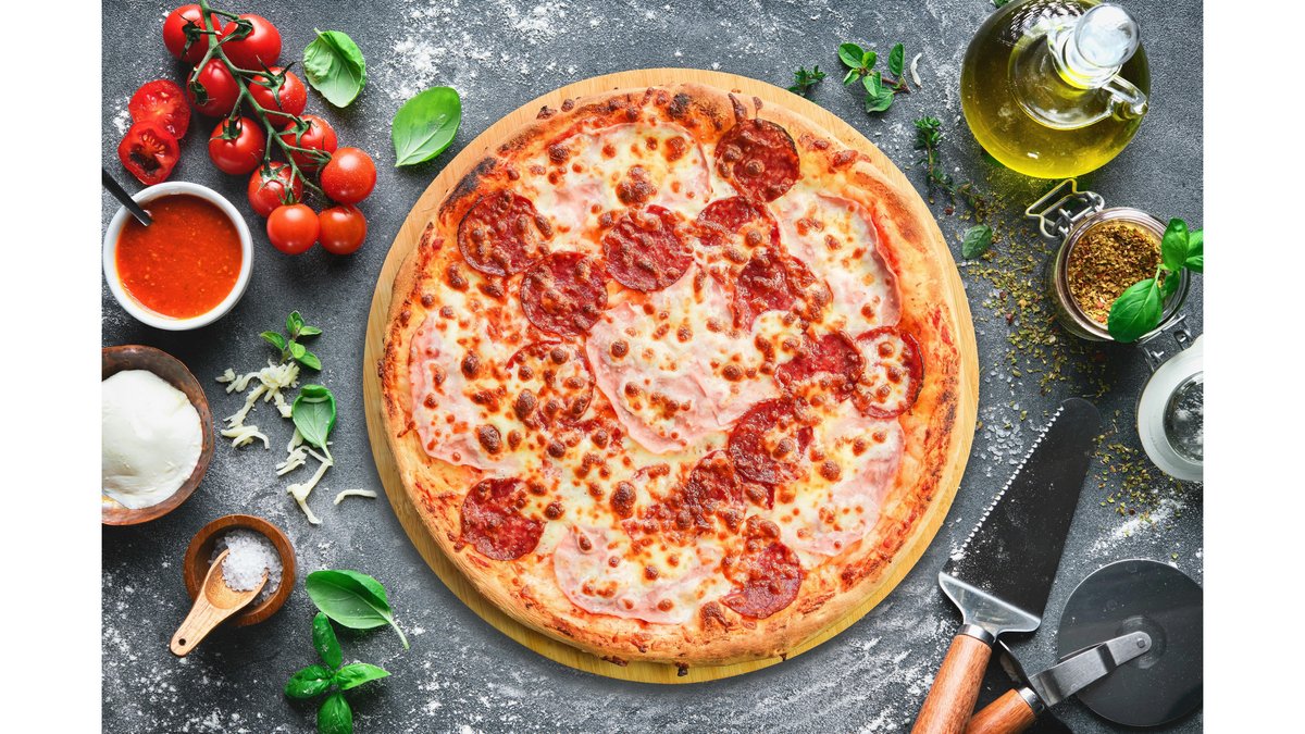 Pizza Prosciutto e Salami Party 60x40 cm
