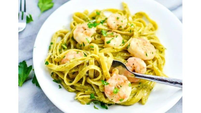 Spaghetti Pesto-Gamberi