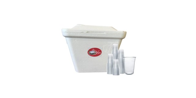 Styrofoam Cooler w/ Ice and Cups