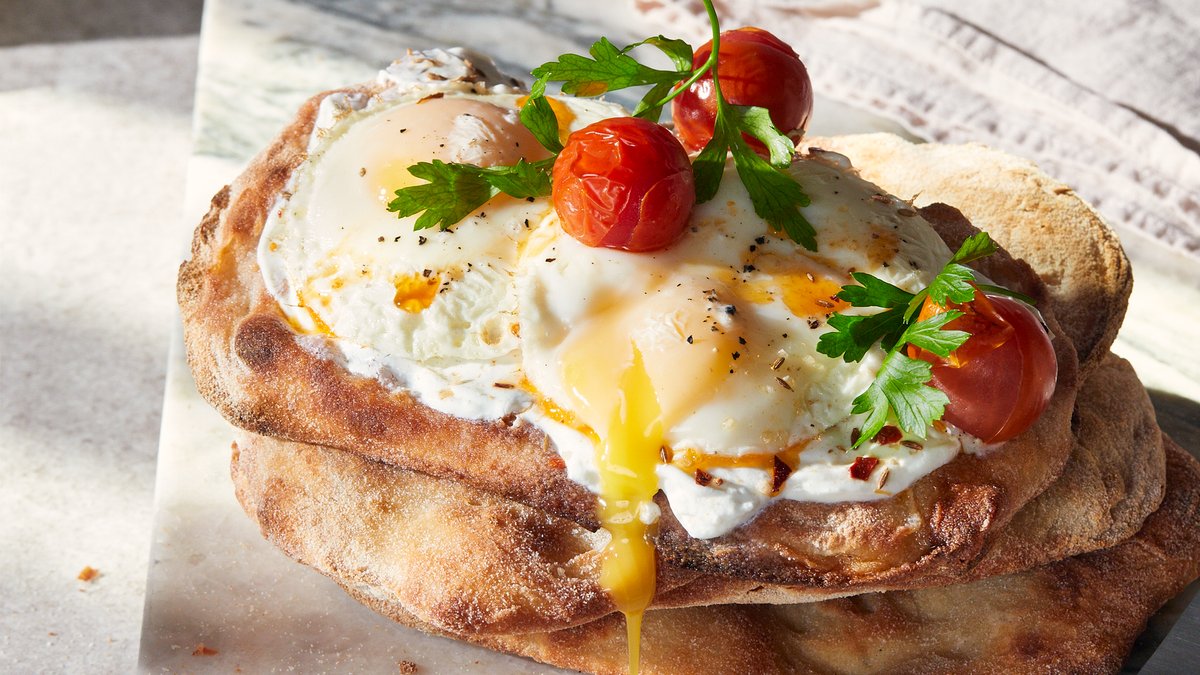 Sourdough Flatbread with Baked Eggs