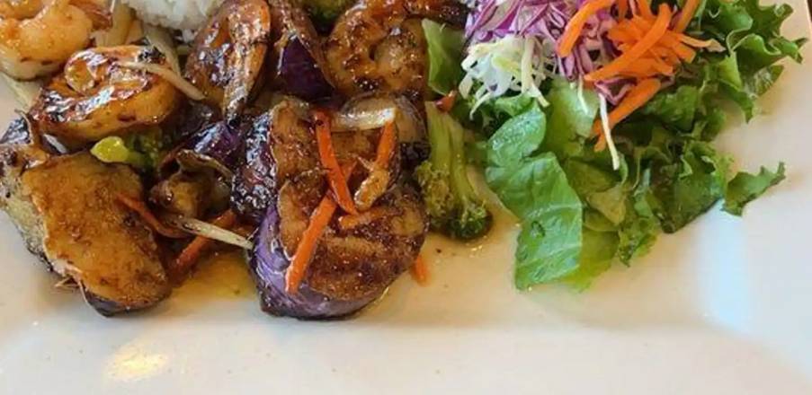 Stir-fry Shrimp with Eggplant Steamed Rice