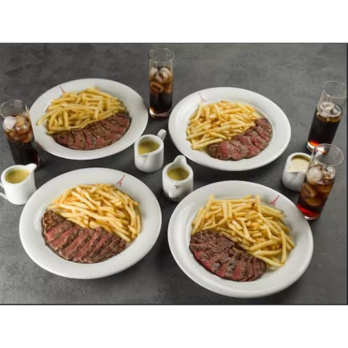 Famille + 4 Bebidas: Entrecôte com Batatas Fritas