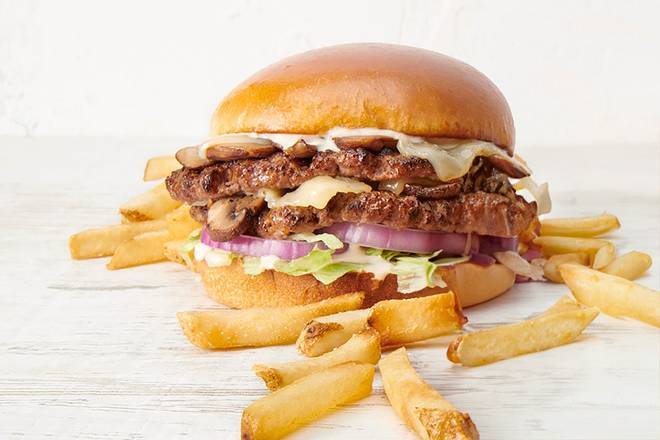 Mushroom Swiss  Smashed Burger