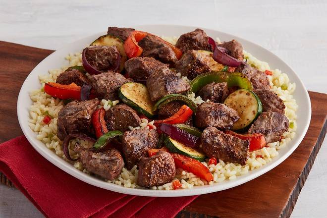 Steak Kabobs and Rice
