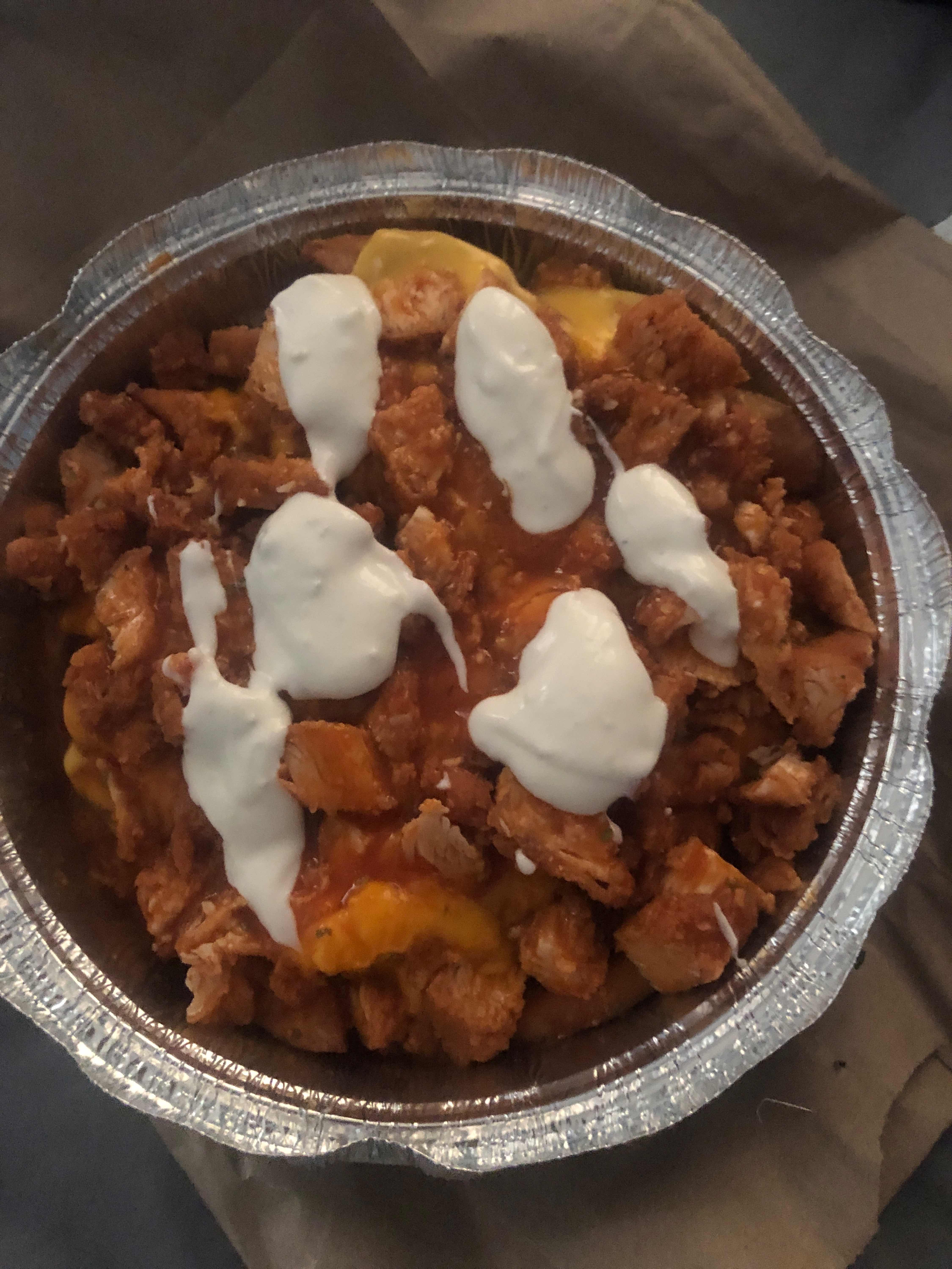 Cheese Fries with Buffalo Chicken