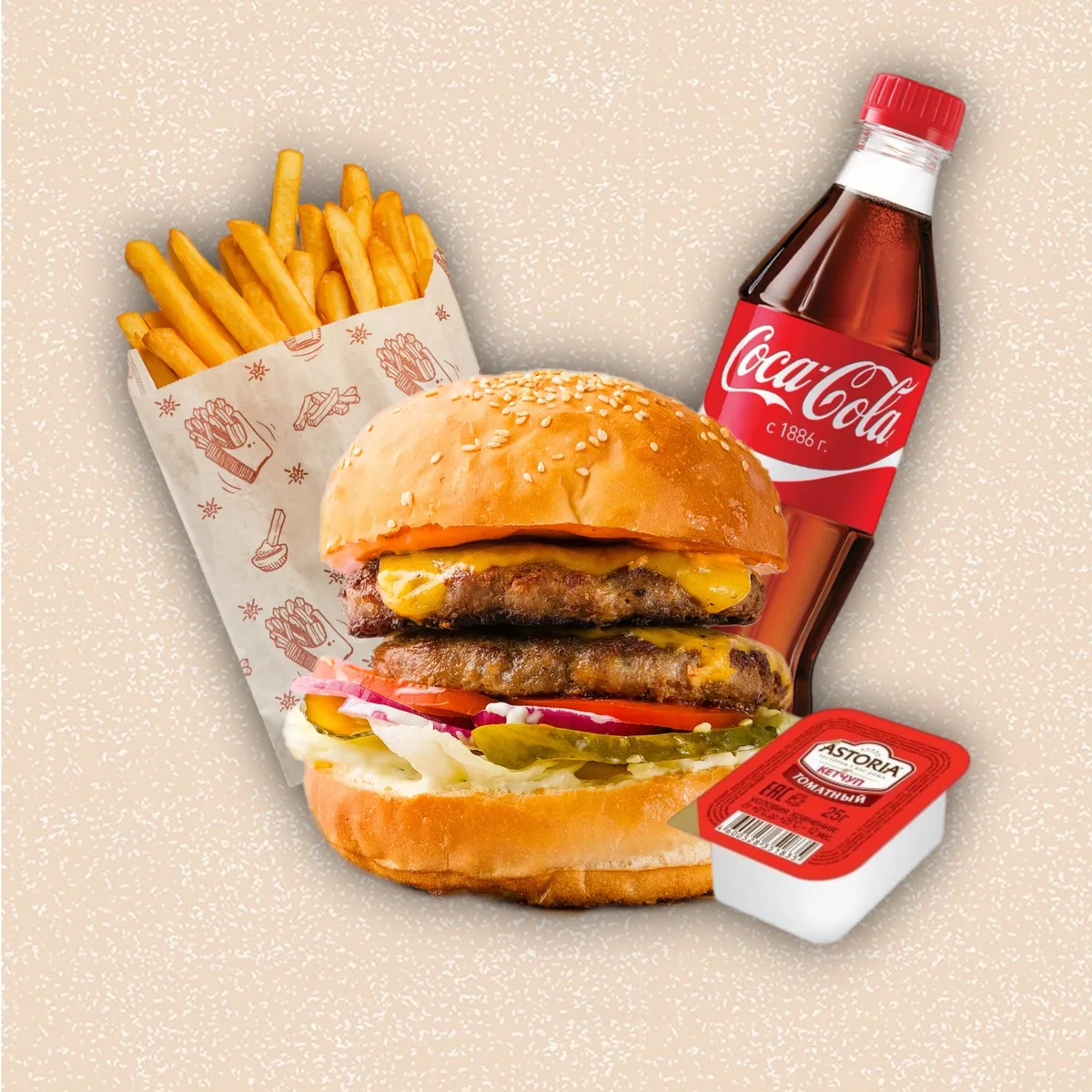 Комбо 2х Чизбургер + Coca-cola 0.5 L