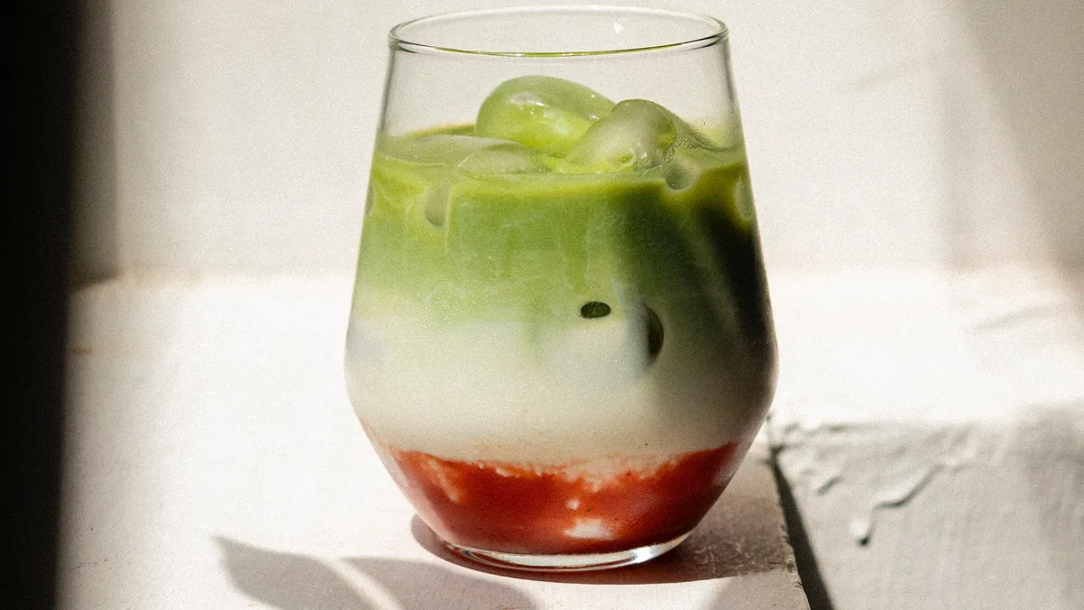 Strawberry Iced Matcha Latte