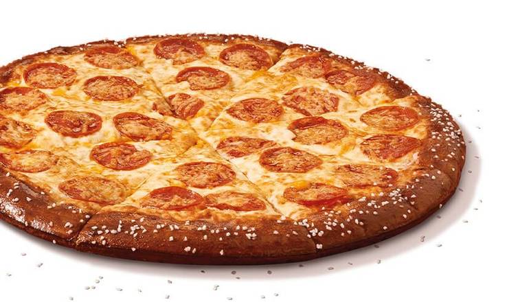 Pretzel Crust with Cheese Sauce and Pepperoni