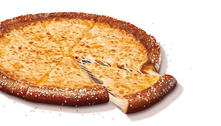 Stuffed Pretzel Crust with Cheese Sauce and Cheese
