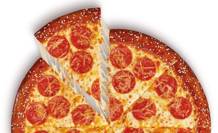 Stuffed Pretzel Crust with Pizza Sauce and Pepperoni