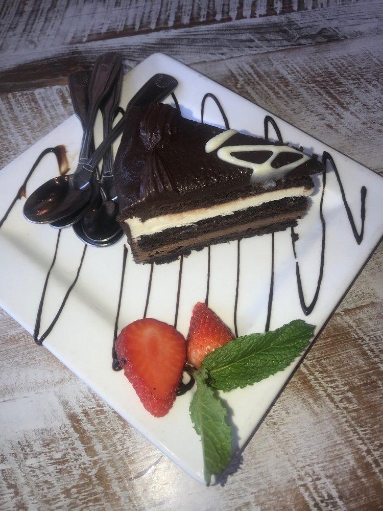 White and Dark Chocolate Mousse Cake