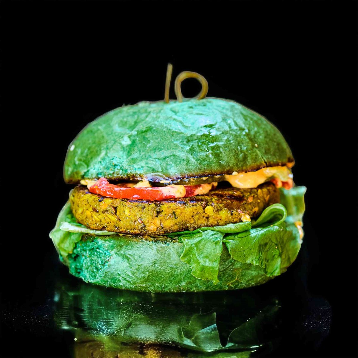 Vegan green lentil burger