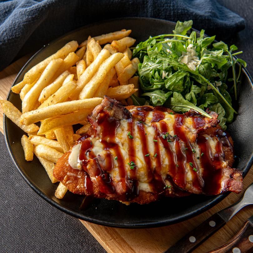 BBQ Bacon and Cheese Schnitzel