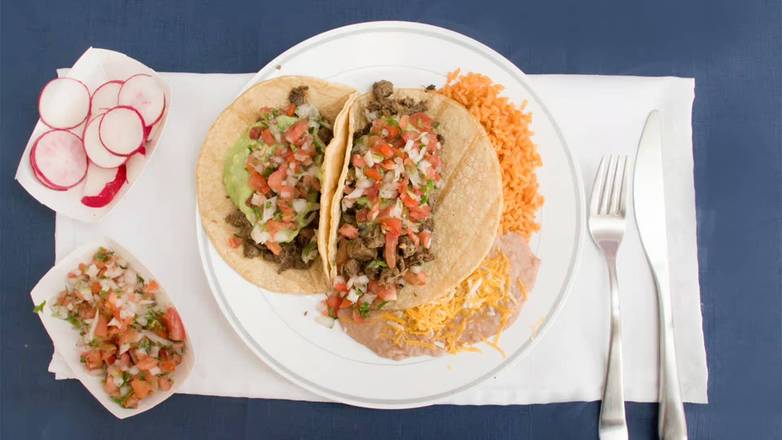 Combo #8: Two Carne Asada Tacos Plate