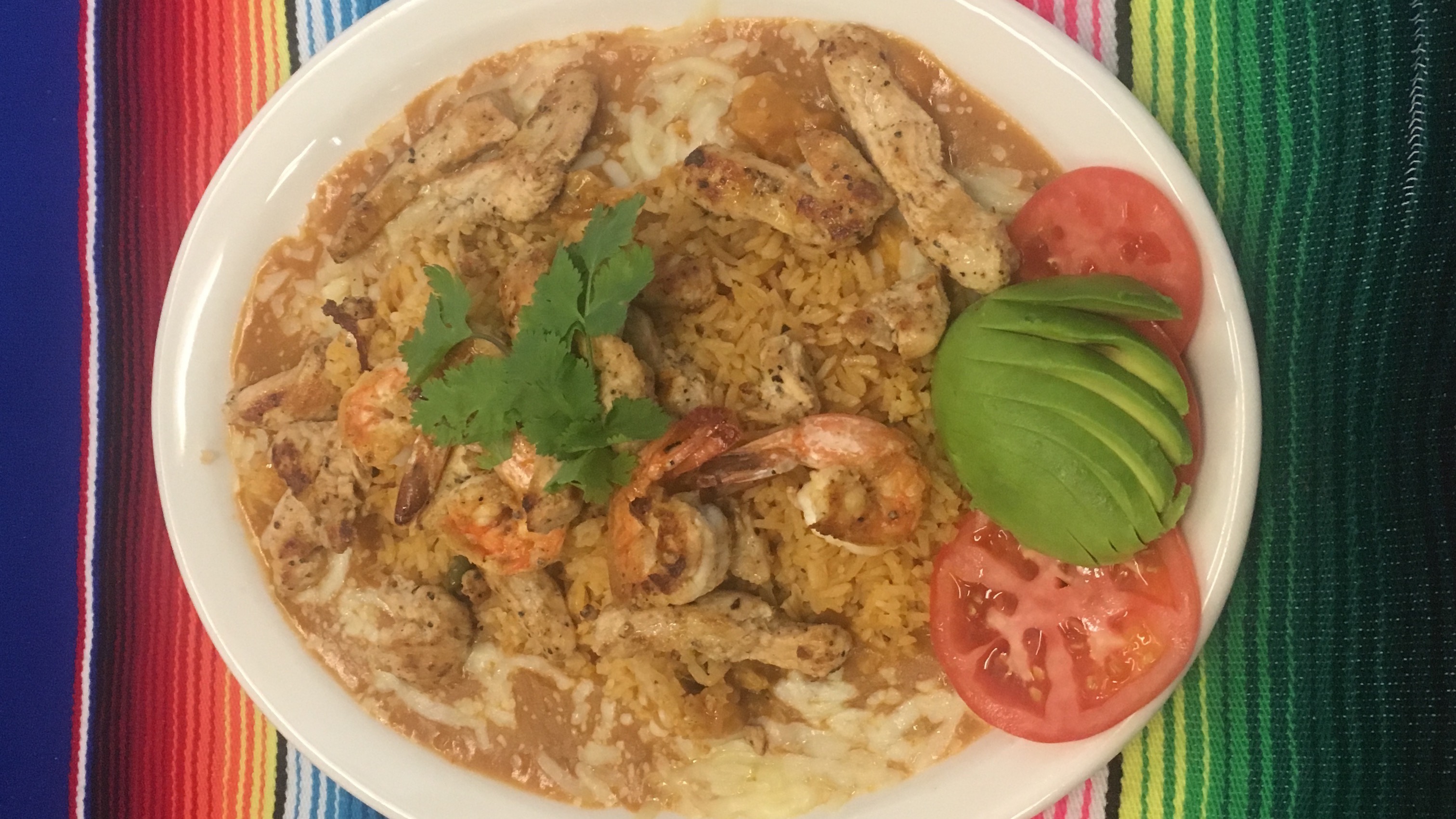 Grilled Chicken and Shrimp over Rice