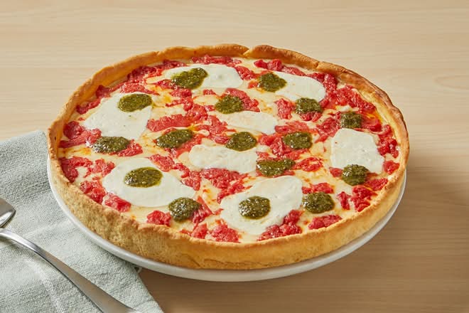 Small Gluten Free Deep Dish Margherita Pesto Pizza