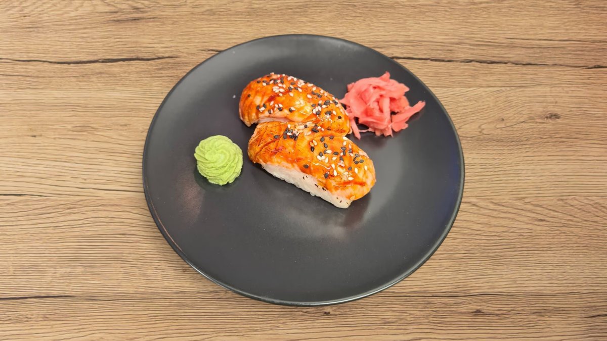 Grillezett teriyaki lazac nigiri