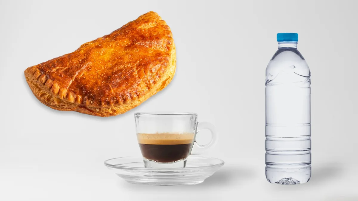 1 Coffee + 1 Pastry + 1 Water 0.5 l!