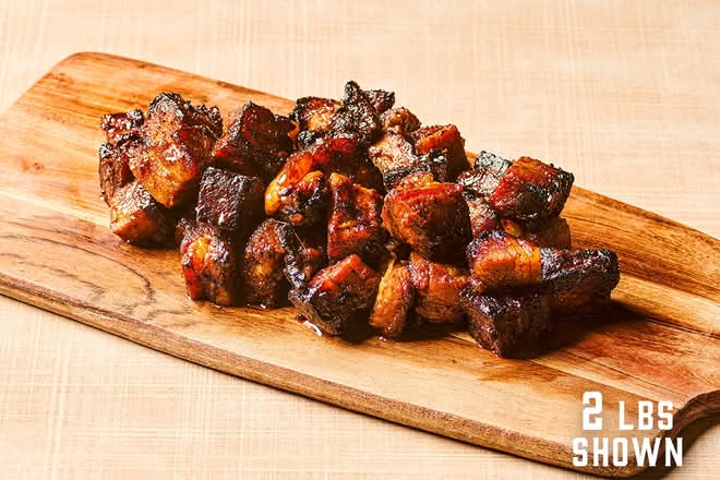 SMOKED PORK BELLY BURNT ENDS PER POUND