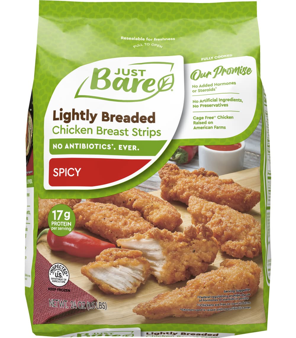 Just Bare Lightly Breaded Chicken Breast Spicy Strips (24 oz)
