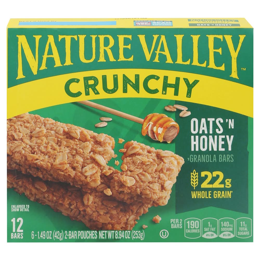 Nature Valley Crunchy Granola Bars, Oats 'N Honey (6 x 2 ct)