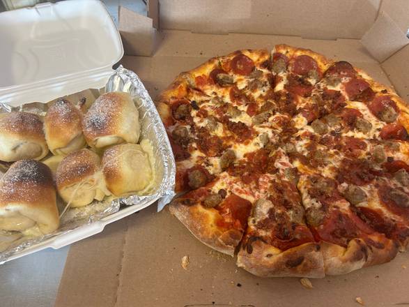 Large Three Toppings Pizza with Garlic Cheese Stuffed Breadballs and 2 Liter Soda - Coupon