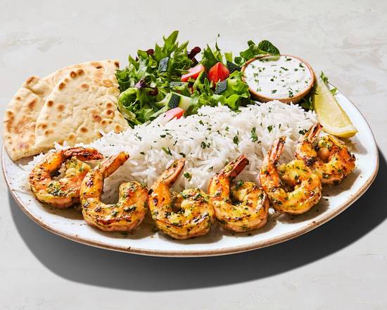 Garlic Bonfire Shrimp Kabob Plate