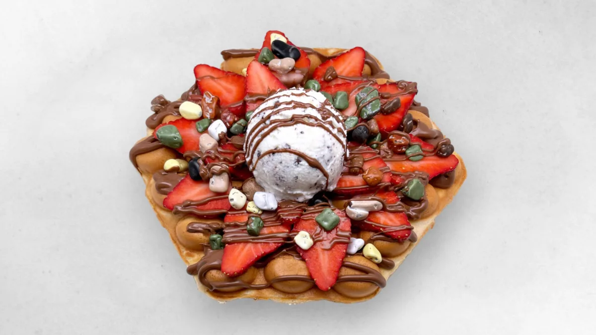 Classic Bubble Waffles and Ice Cream