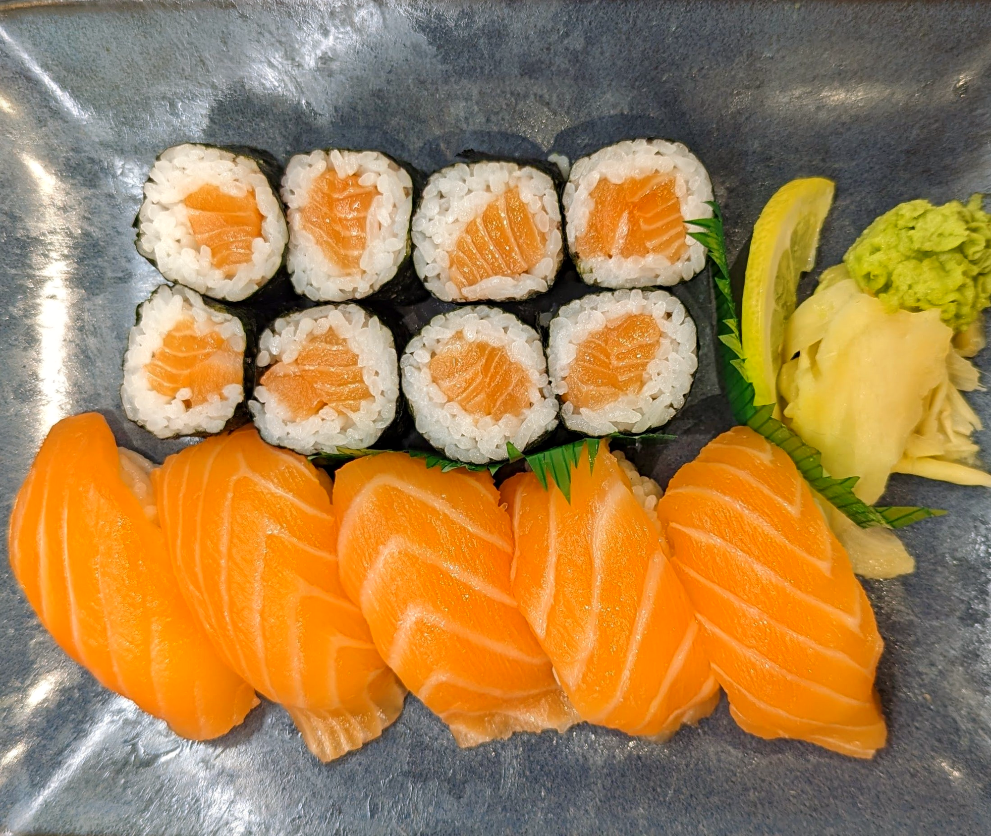 Sushi Combo with Salmon Maki Rolls