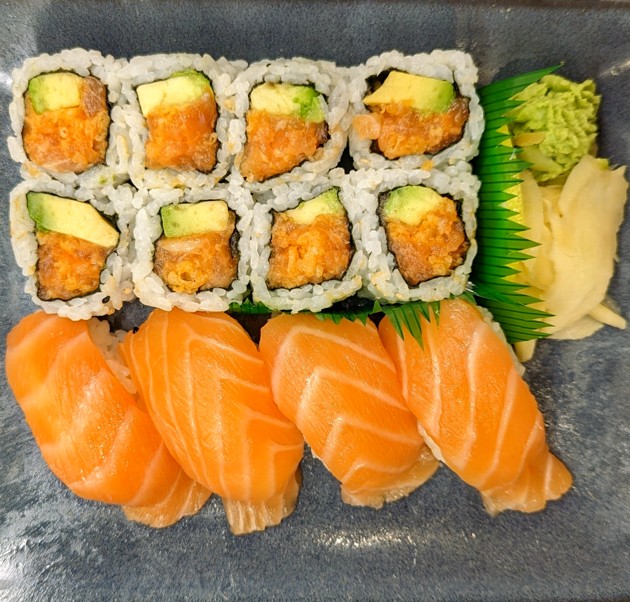 Sushi Combo with Spicy Salmon Rolls
