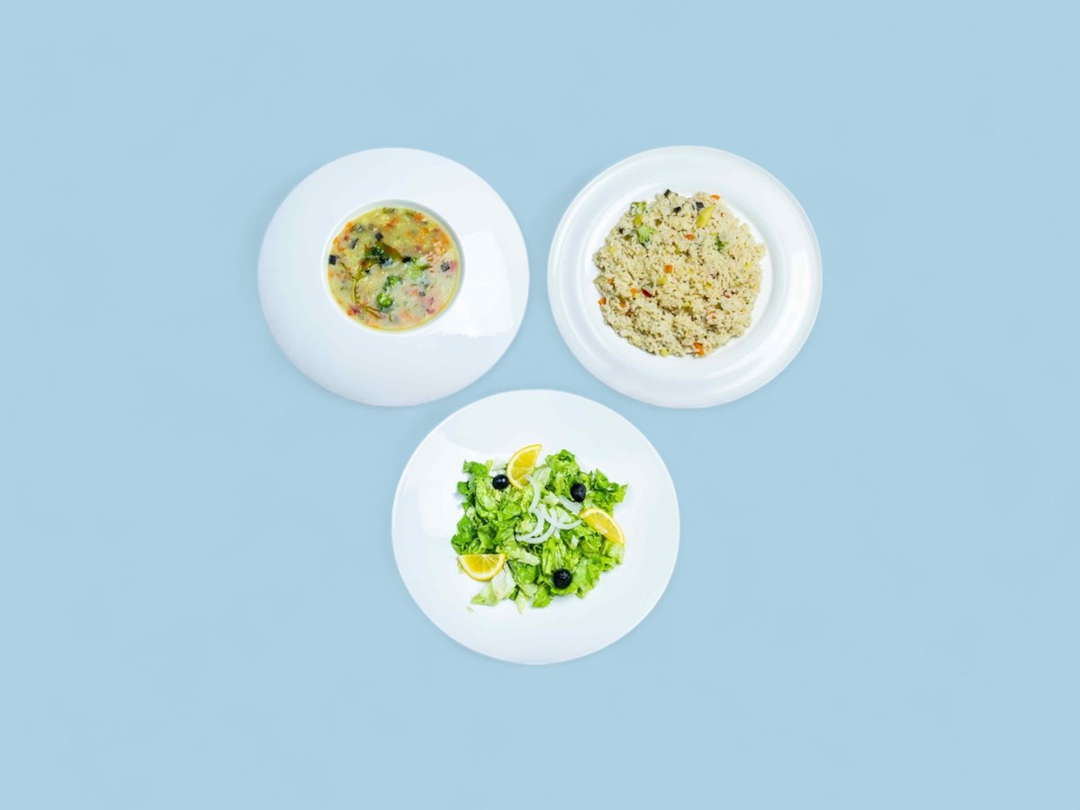 Vegetable Soup + Vegetable Risotto + Green Salad